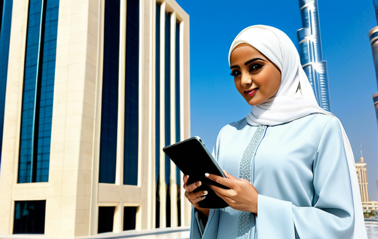 Modern Barbie in Dubai**

"A professional Arab businesswoman dressed in a stylish, modest abaya and hijab, holding a tablet, standing confidently in front of the Burj Khalifa in Dubai, with modern architecture in the background. High-quality, natural lighting, safe for work, appropriate attire, professional, perfect anatomy, correct proportions, family-friendly."

**