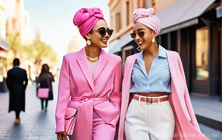 바비와 관련된 음악 - **Prompt 1: "Barbiecore Glam in the City"**
    A group of three confident and stylish young Arab wo...