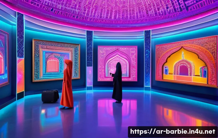 바비의 NFT 및 디지털 버전 - A futuristic digital art gallery showcasing unique Barbie NFTs displayed on sleek holographic screen...