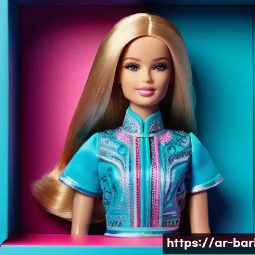 바비의 포장 디자인 트렌드 - A vibrant Barbie doll packaging design featuring bold and lively colors such as bright pink, violet,...
