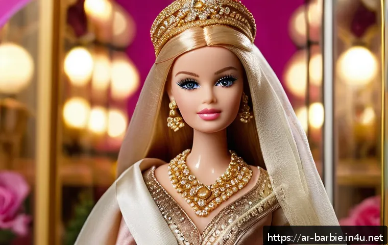 한정판 바비인형 정보 - A highly detailed collectible Barbie doll from the year 1997, named "Barbie Rose Gold," featuring lu...